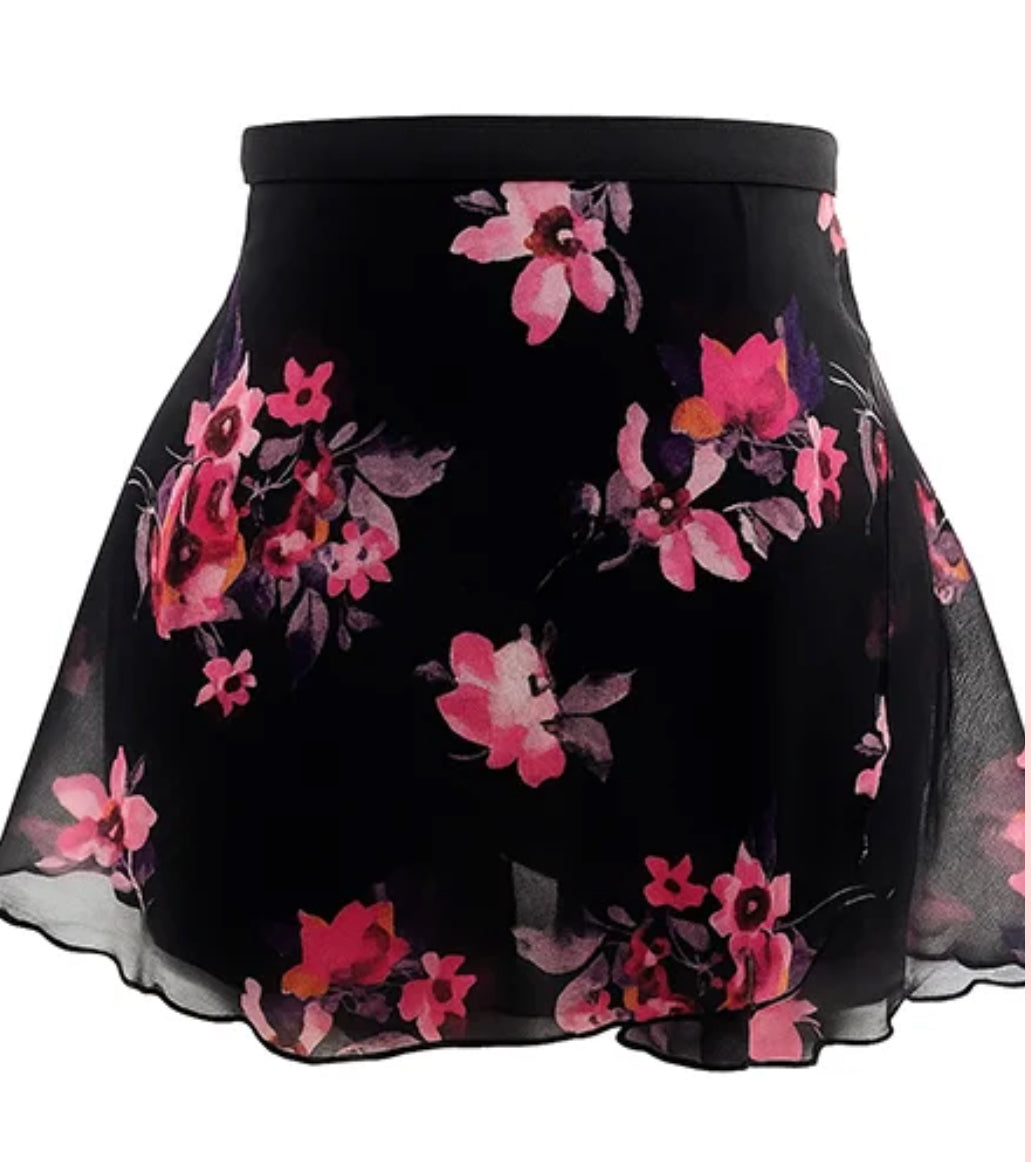 Dasha Designs Black Floral Chiffon Wrap 4491