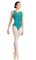 Mirella Boat Neck Mesh Back Braid Detail Leotard M3115LM