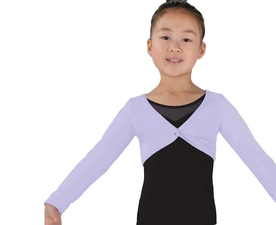 10519c - Eurotard Girls Cotton Light Weight Twist Front Crop Sweater, KIDS