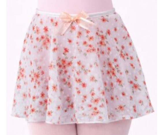 Dasha Girls Coral Flocked Floral Pull On Skirt 4532CF