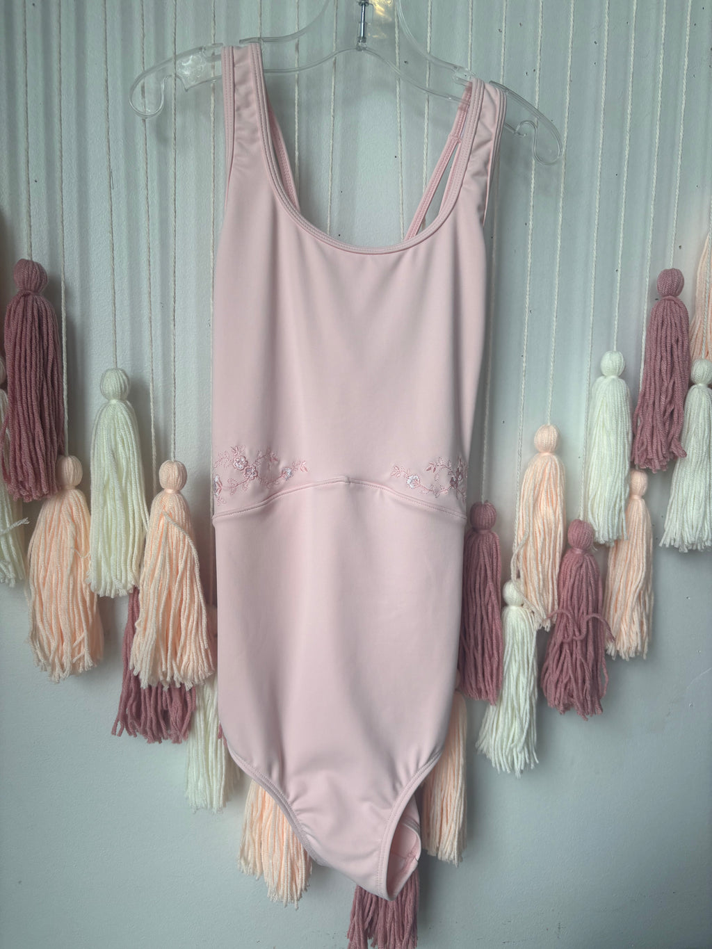 Bloch Scoop Neck Strap Back Tank Leotard with Floral Detail CL4225