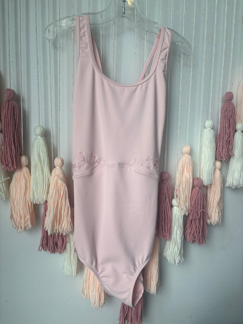 Bloch Scoop Neck Strap Back Tank Leotard with Floral Detail CL4225