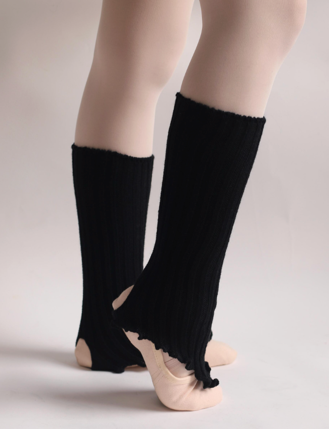 Pillows for Pointes Child's Stirrup Leg Warmers Ruffled Edge 14"