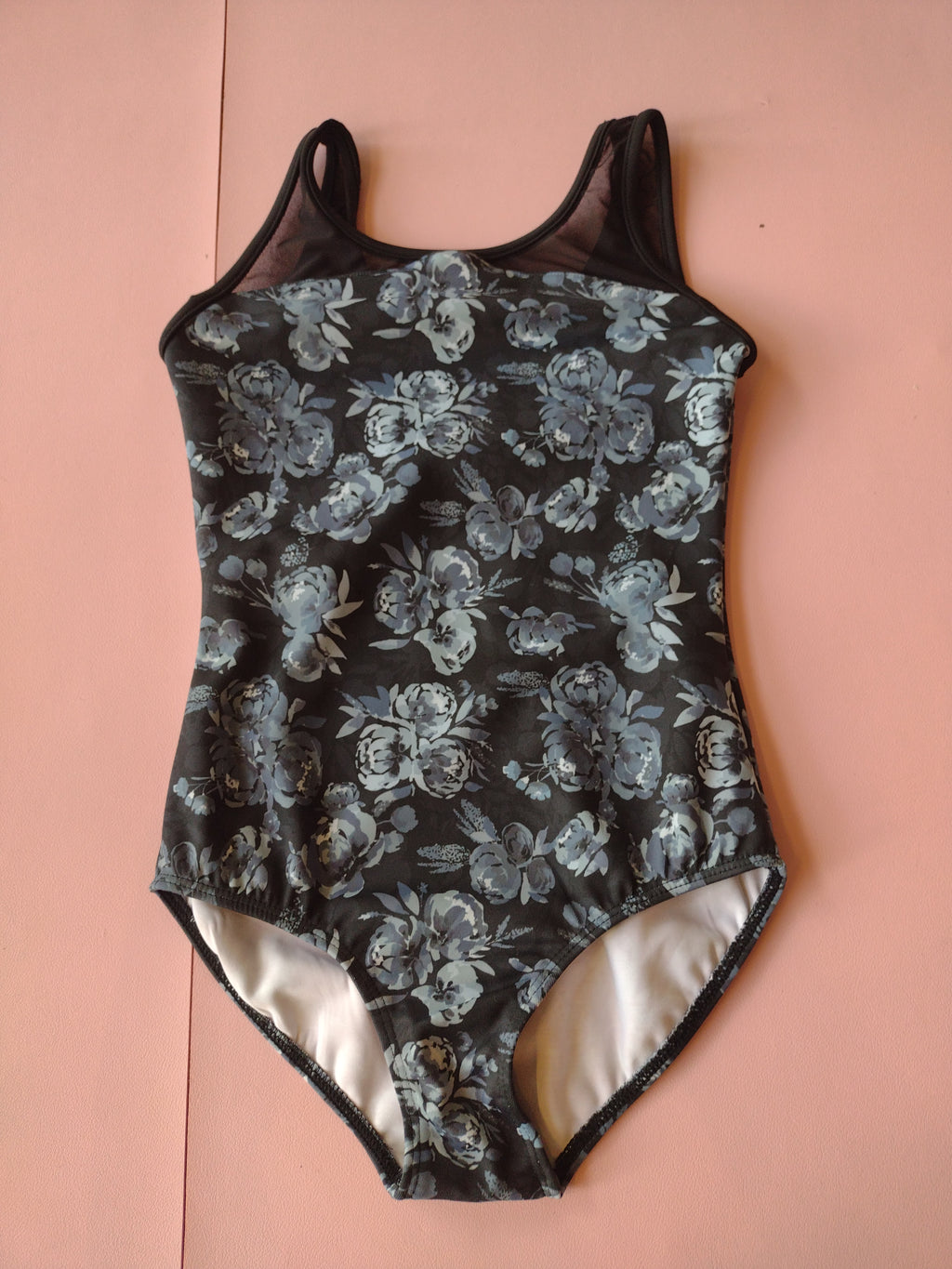 Mirella Girls Floral Printed Panel Mesh Tank Leotard