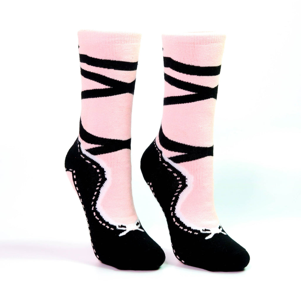 Soxs by NBG Pink and Black Pointe Slipper Heavy Weight Sock with Floor Grips