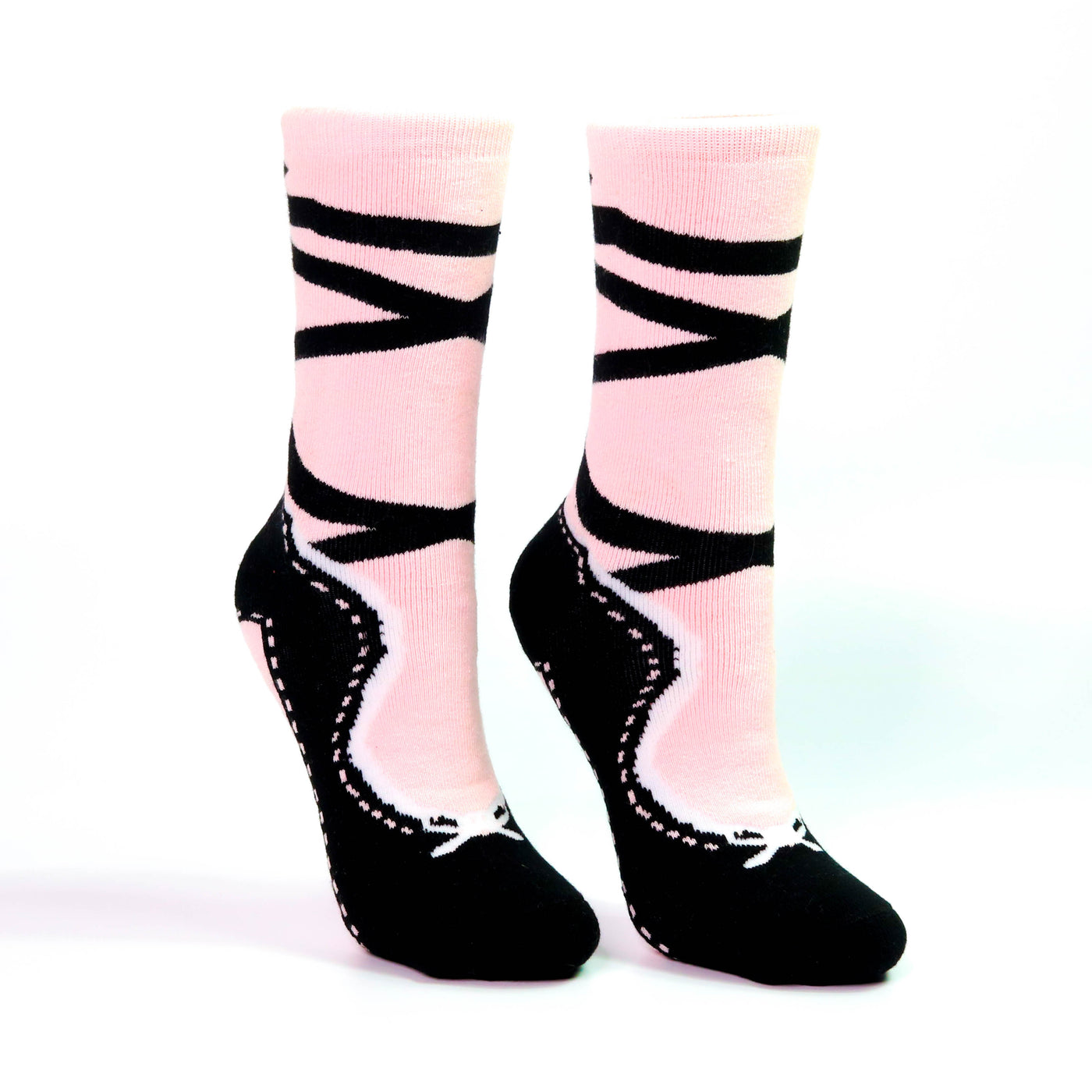 Soxs by NBG Pink and Black Pointe Slipper Heavy Weight Sock with Floor Grips