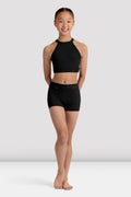 Bloch Girls' High-Waisted Dance Shorts with Floral Embroidery CR90003