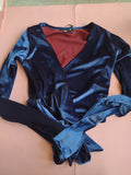Danse De Paris Velvet Wrap/Crossover Crop Top C0011L