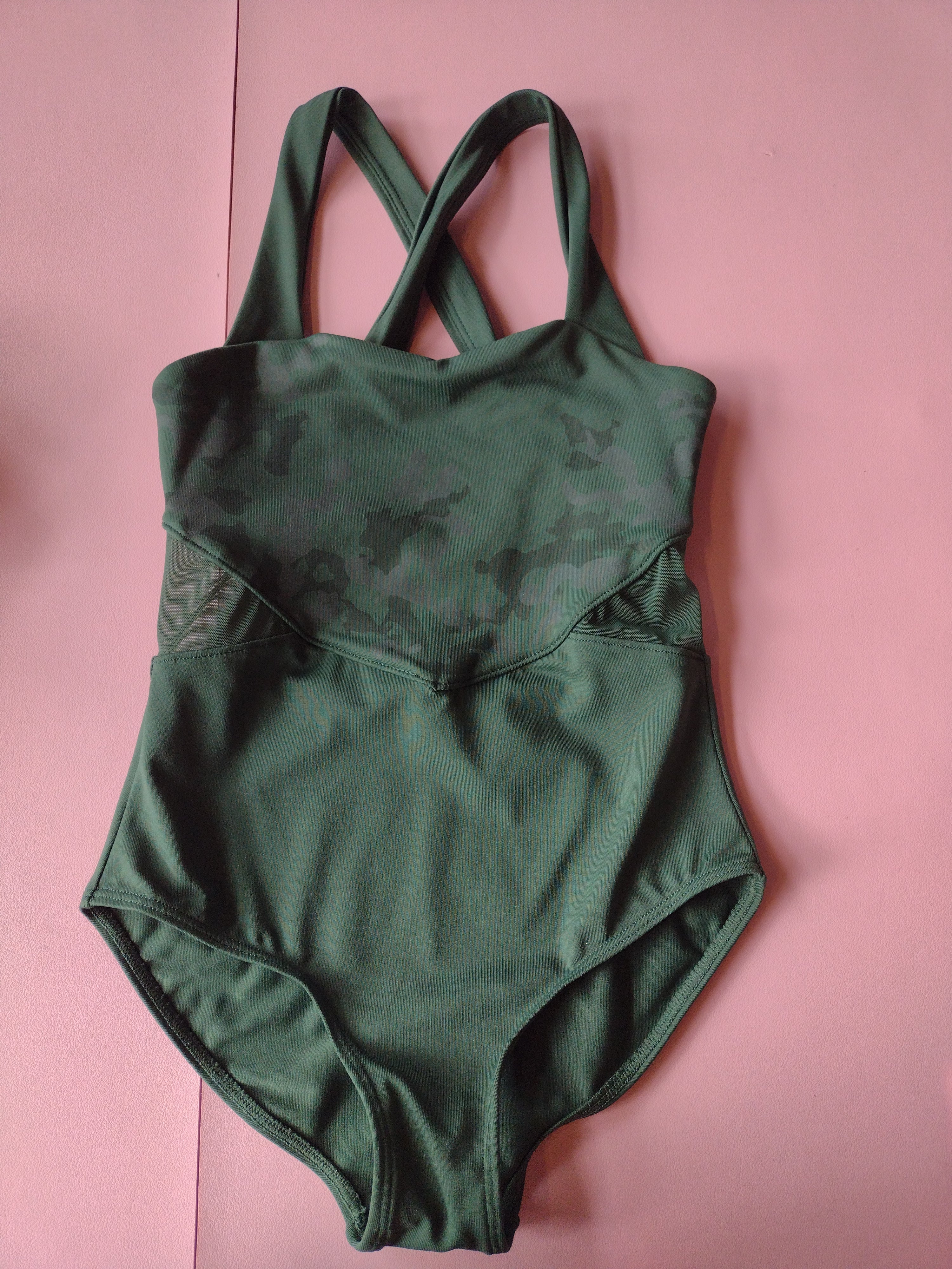 Bloch Girls Camo Print Wide Strap Tank Leotard