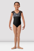 Mirella Girls Scoop Neckline  Colorful Floral Cap Sleeve Leotard M1555C