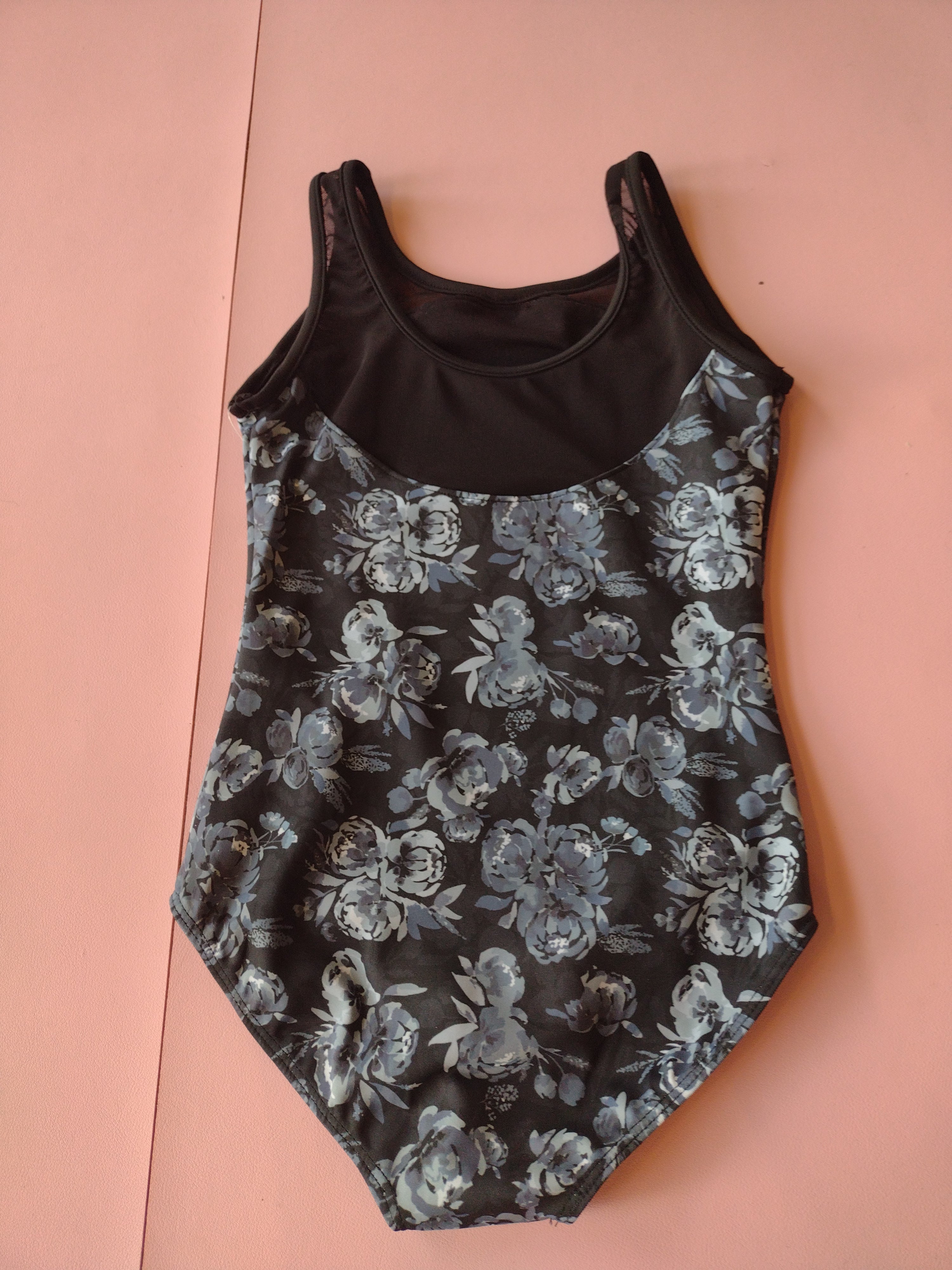 Mirella Girls Floral Printed Panel Mesh Tank Leotard