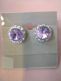 Medium Crystal Post Earrings 11mm/15mm-Violet RA35C