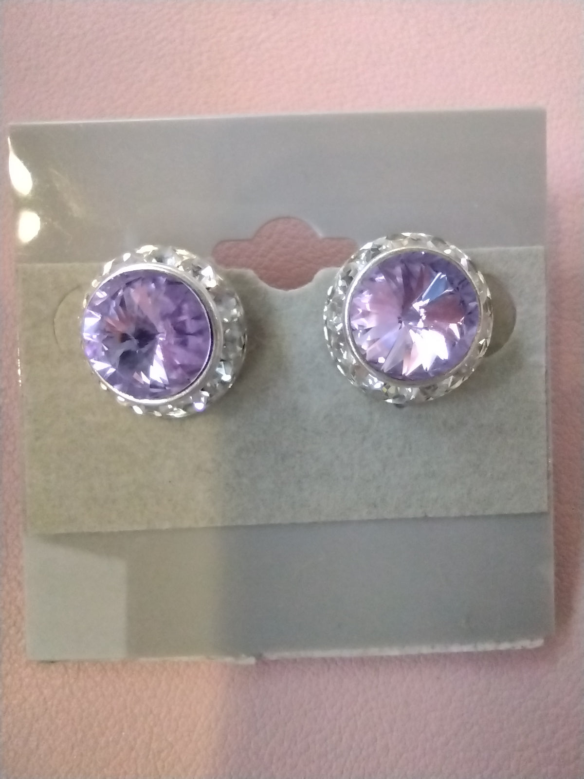 Medium Crystal Post Earrings 11mm/15mm-Violet RA35C